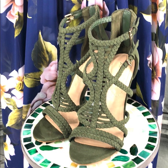 Aldo Shoes - Aldo Moss Green Braided Strappy Sandals Size 7